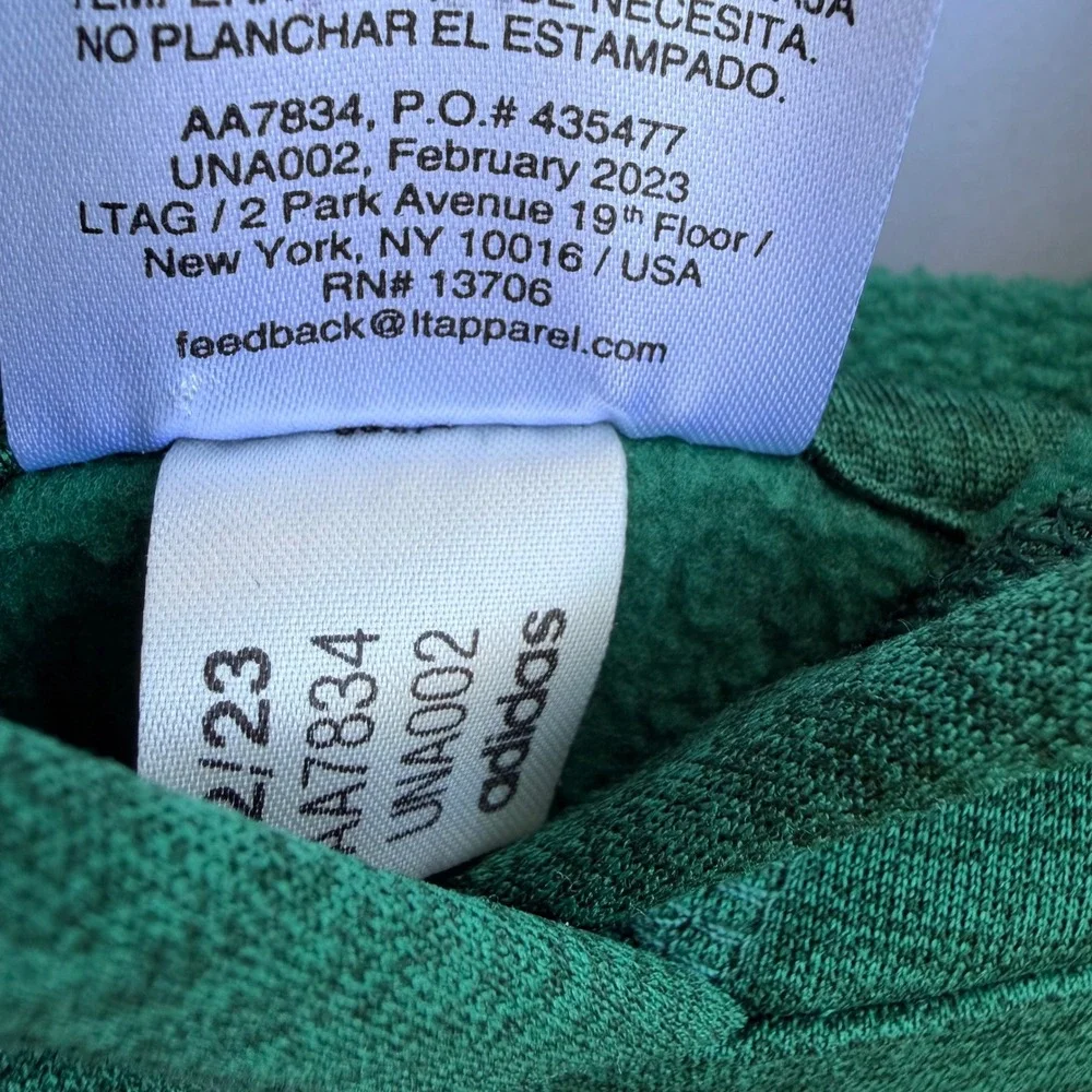 Adidas Boys Green‎ Heathered Hoodie 3-Stripe Pullover Sweatshirt Size XL 18/20